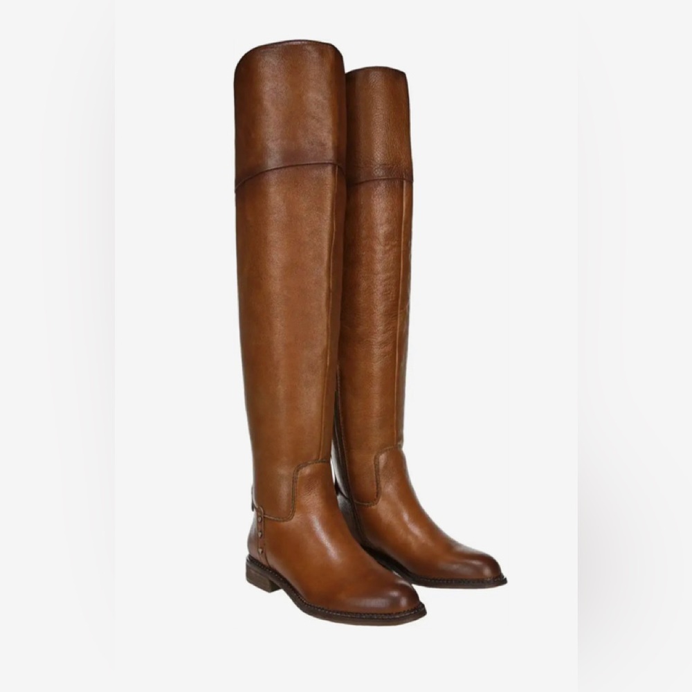 Franco Sarto Haleen Leather Over the Knee Boots in size 6.5  in Cognac WIDE CALF
